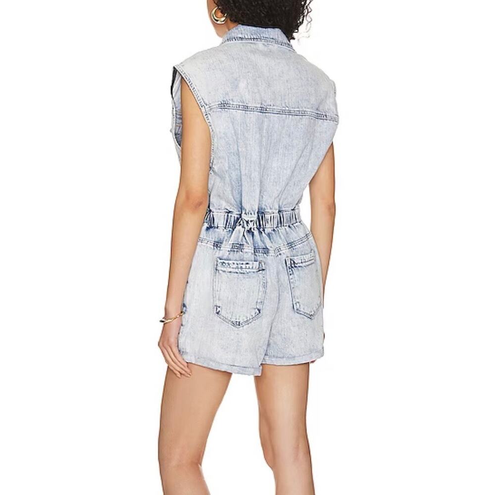 Revolve x Blank NYC Romper Women's Medium Blue Blind Journey Washed Denim - Picture 6 of 16
